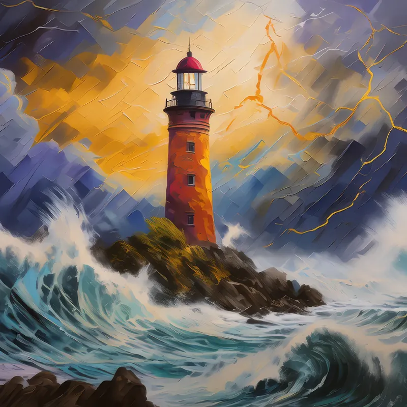 Painting: Lighthouse Storm