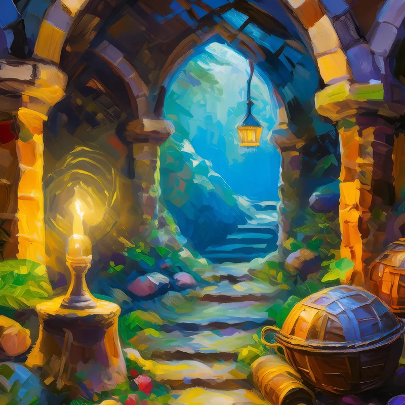 Painting: Medieval Castle Grotto