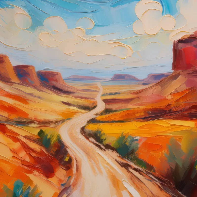 Painting: Mesa and Desert Road