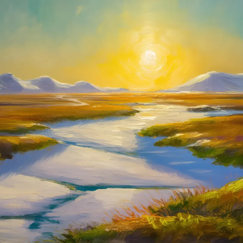 Painting: Midnight Sun in Tundra