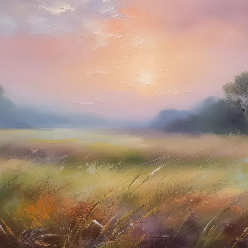 Painting: Misty Grassland Morning