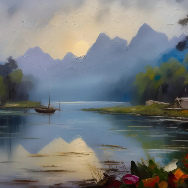 Painting: Misty Lake Morning