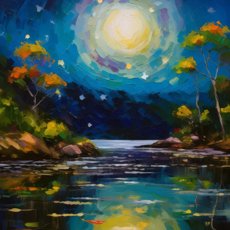Painting: Moonlit Lagoon Tranquility