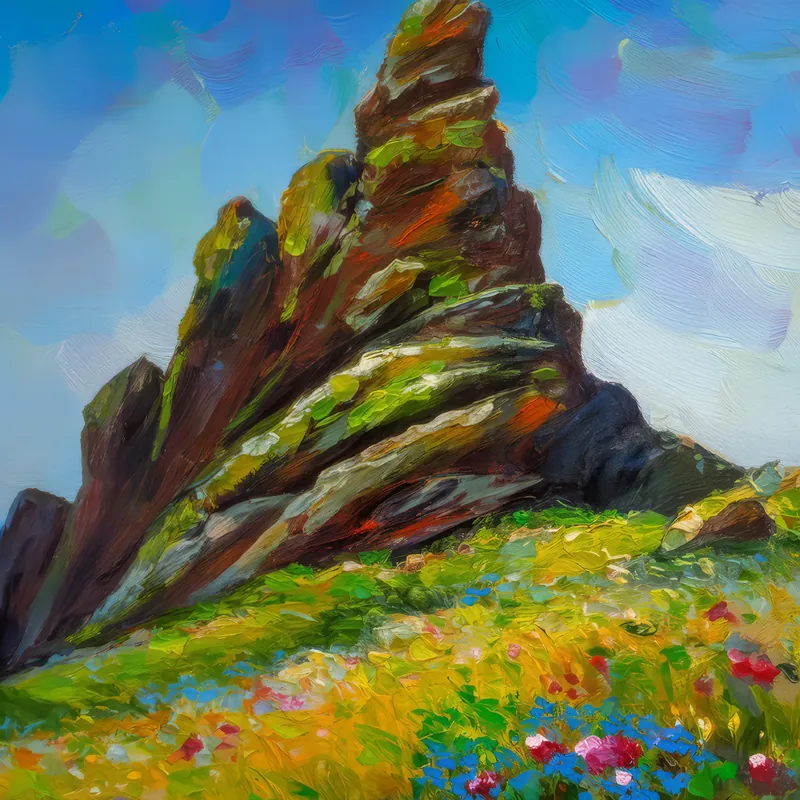 Painting: Mossy Rock Formation