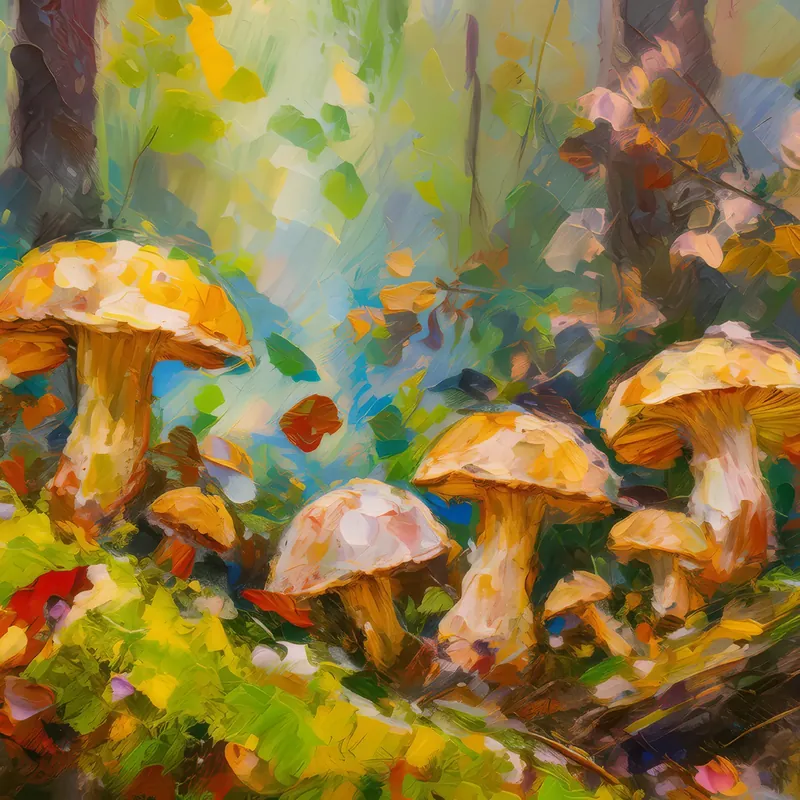 Painting: Mushrooms and Moss