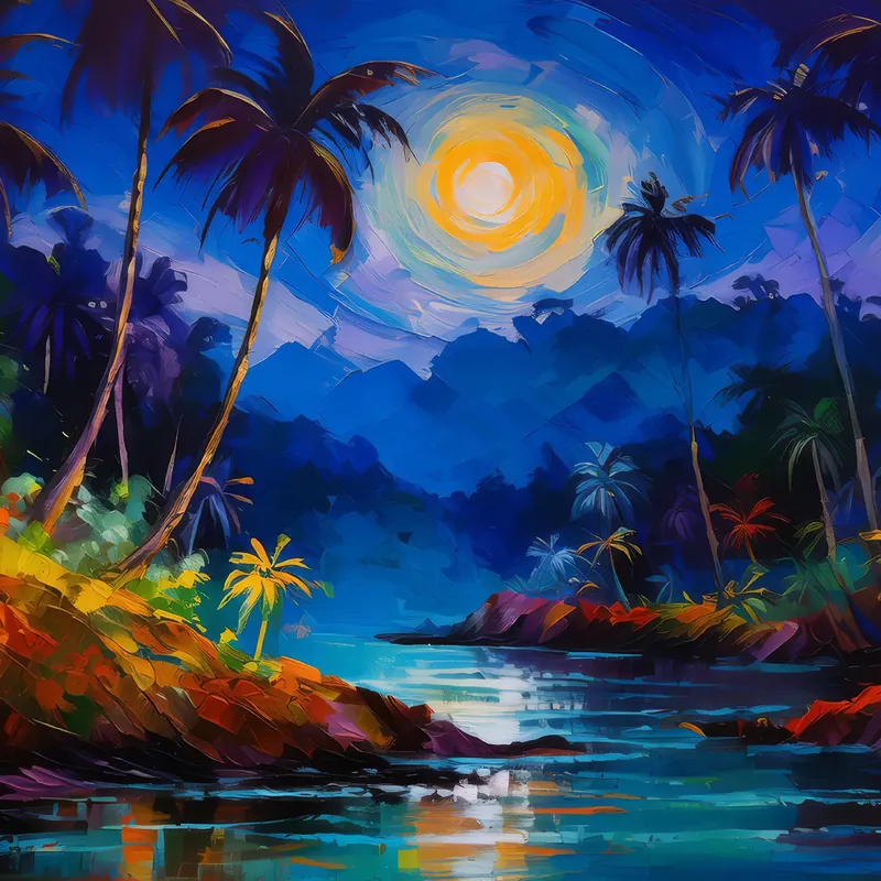 Painting: Nighttime Jungle Symphony
