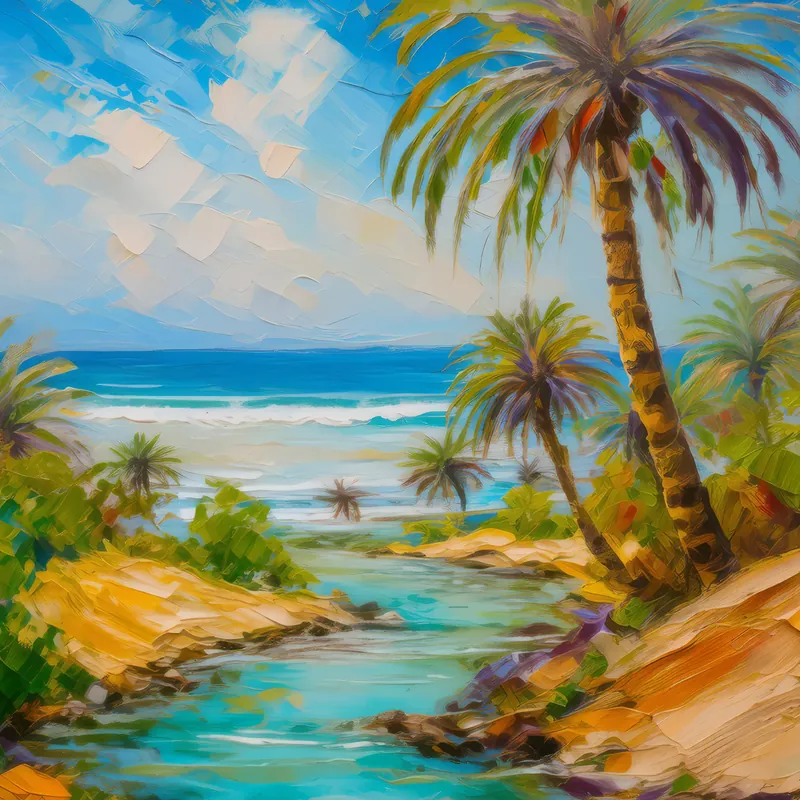 Painting: Oasis on Ocean Desert Edge