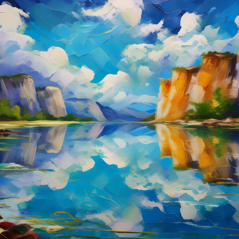 Painting: Plateau Sky Pond Reflection