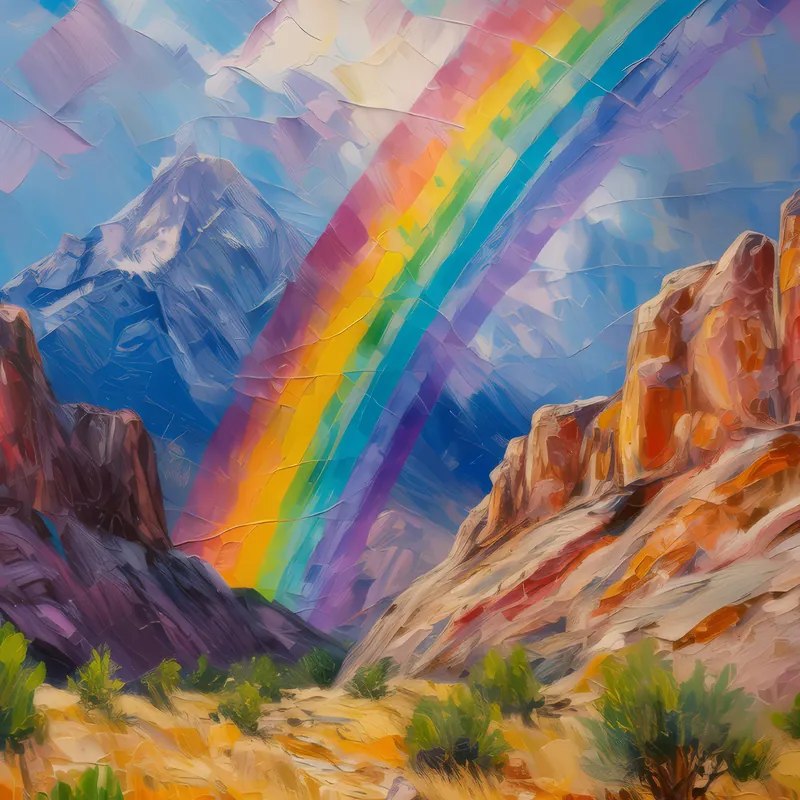Painting: Rainbow Over Alpine Desert