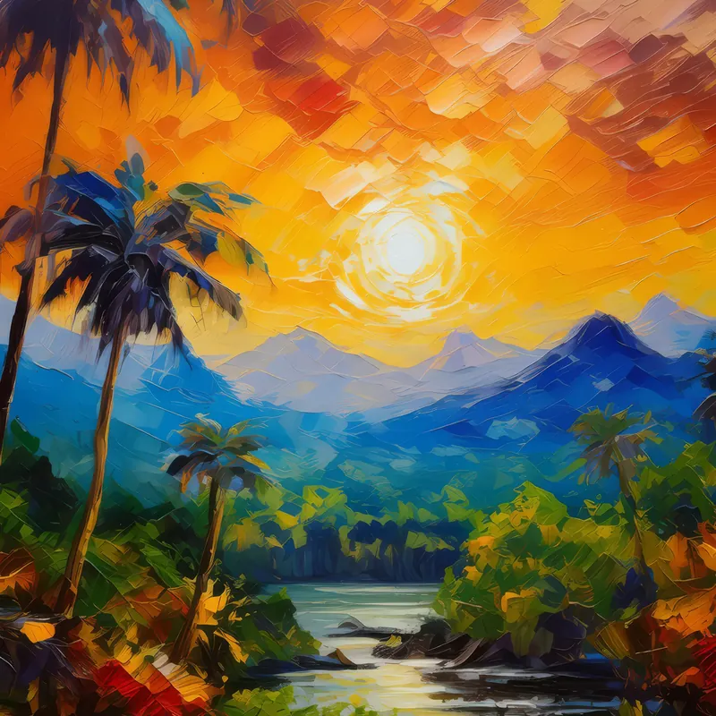 Painting: Rainforest Sunrise View