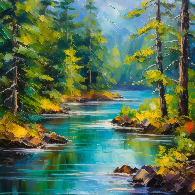 Painting: River Through Boreal Forest