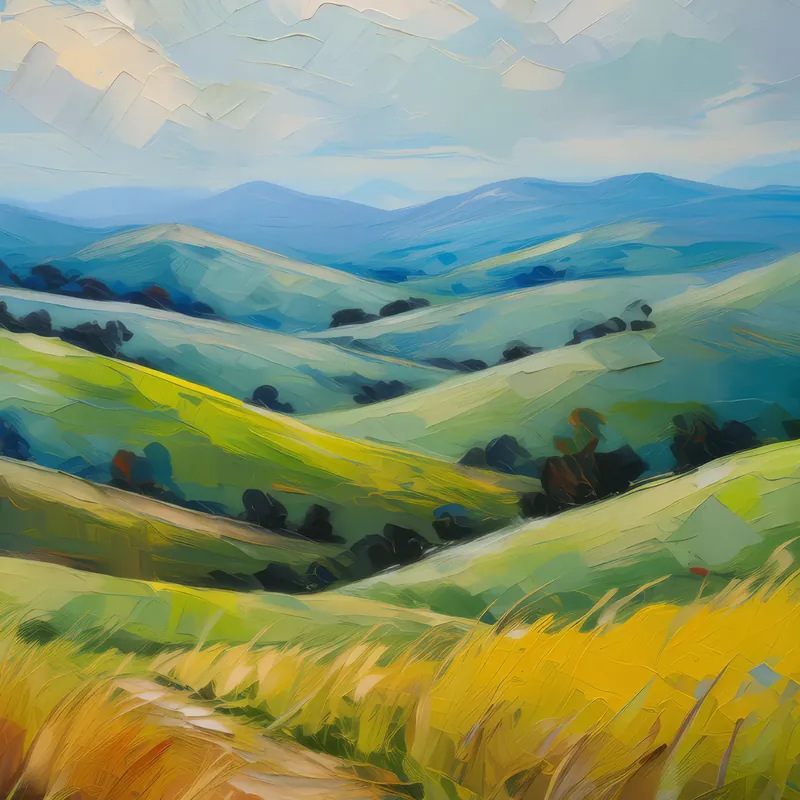 Painting: Rolling Hills of Grassland