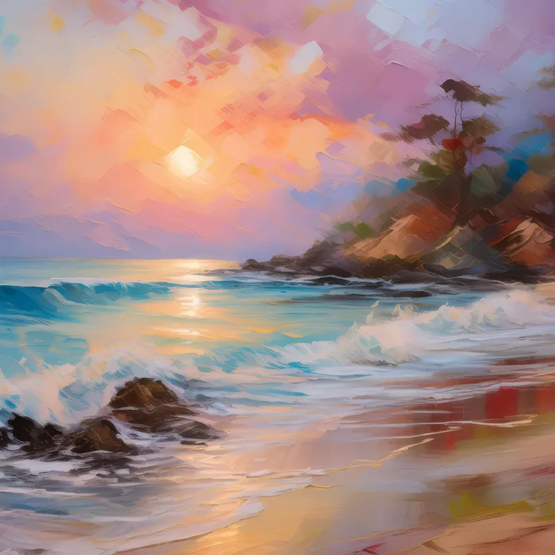 Painting: Secluded Beach Sunrise