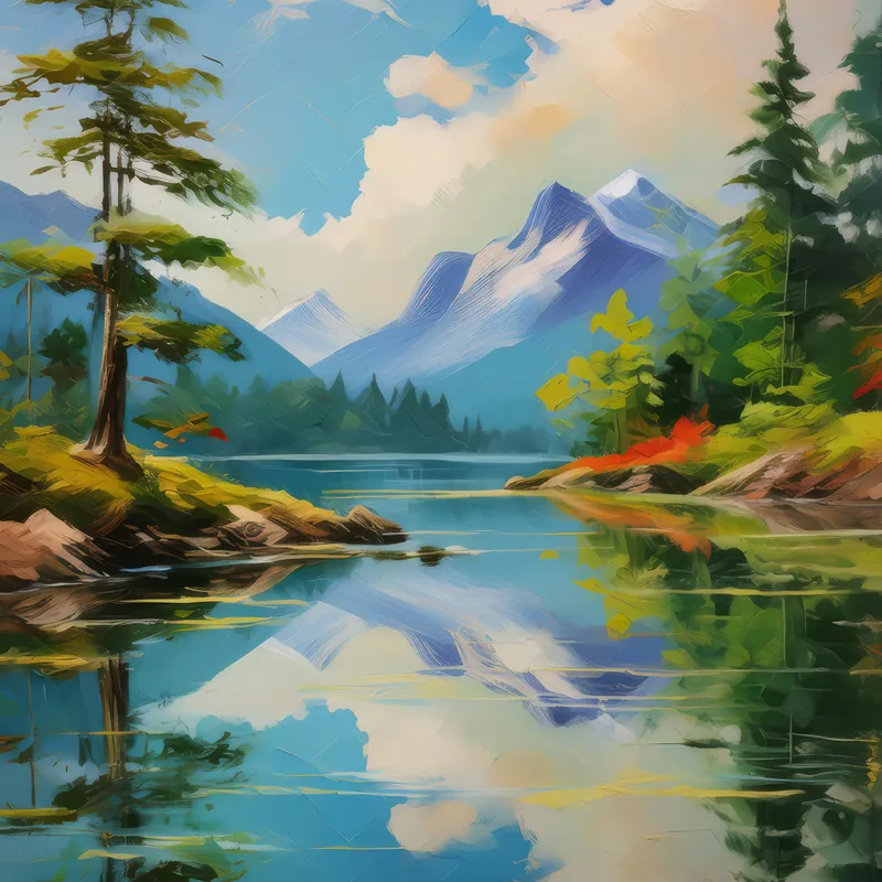 Painting: Serene Lake Reflections