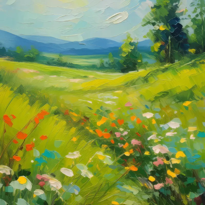 Painting: Serene Summer Grassland