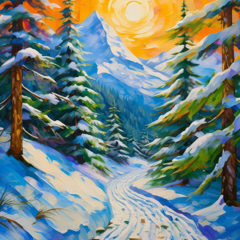 Painting: Snow Trails in the Alps