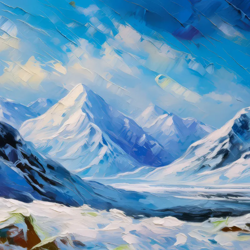 Painting: Snowy Mountain Range