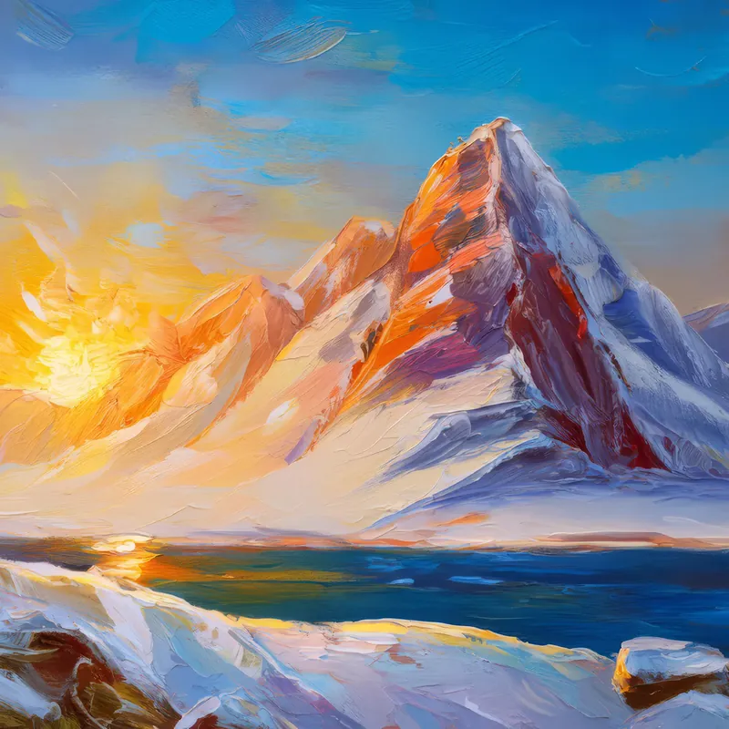 Painting: Snowy Ridge Sunrise