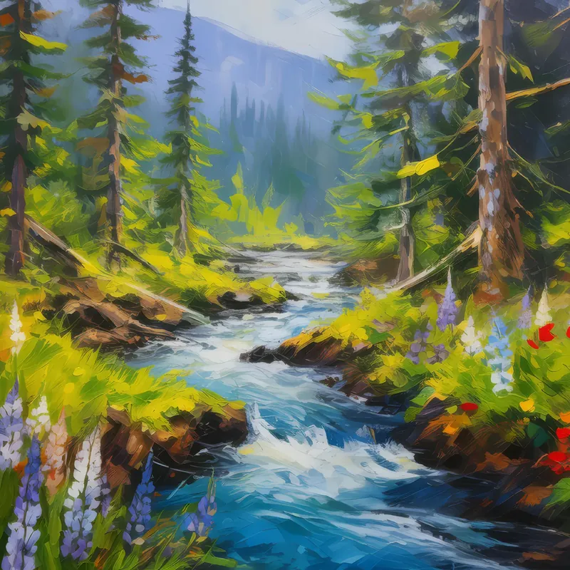 Painting: Spring Boreal Forest Stream