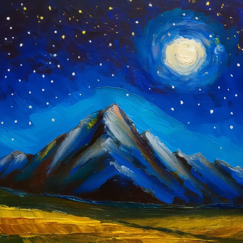 Painting: Starlit Mountain Peak