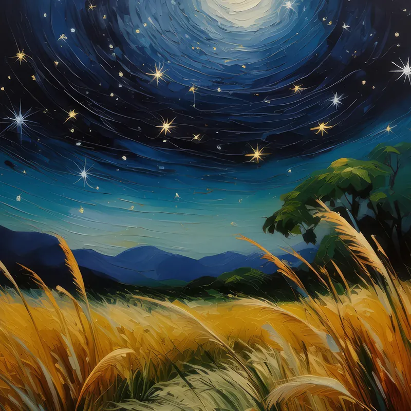 Painting: Starry Grassland Night
