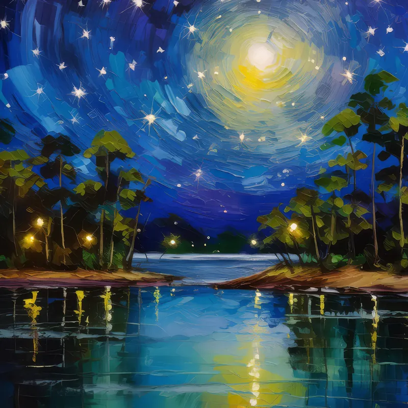 Painting: Starry Night Lagoon