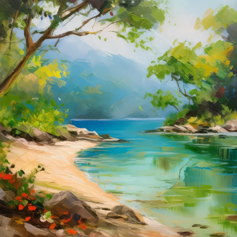 Painting: Sunlit Lagoon Shore