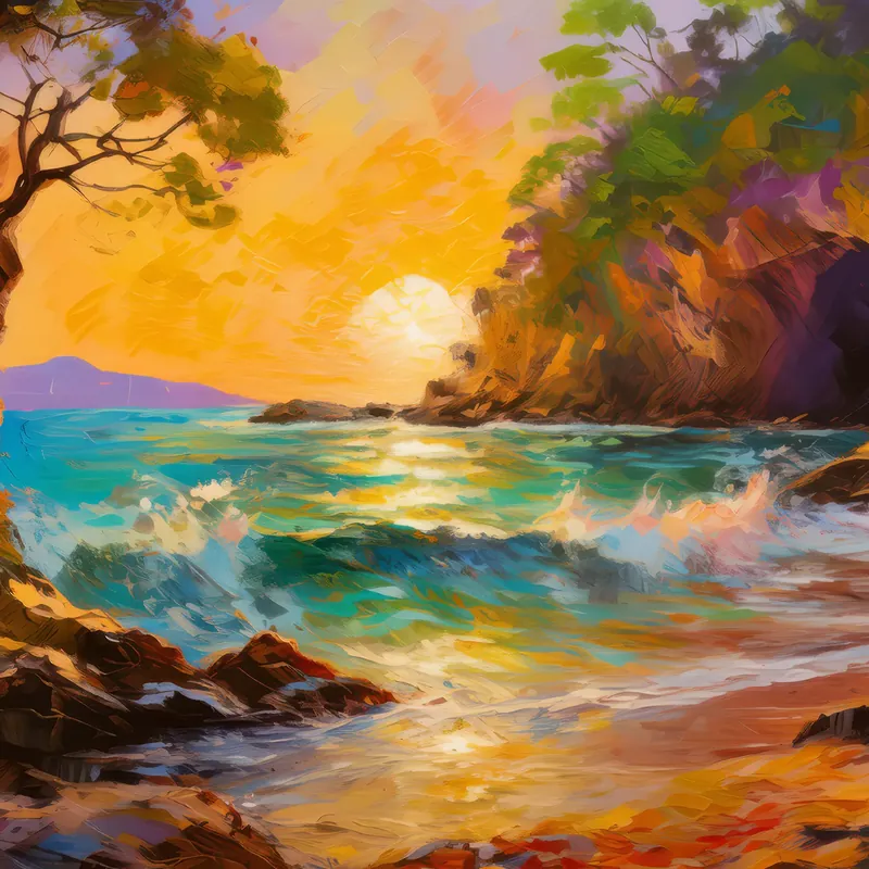 Painting: Sunset Beach Grotto