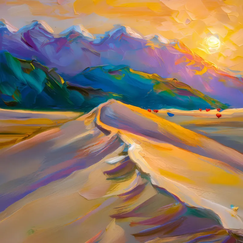 Painting: Sunset Dunes in Alpine Desert