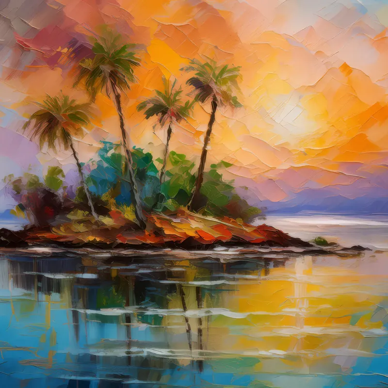 Painting: Sunset Lagoon Island