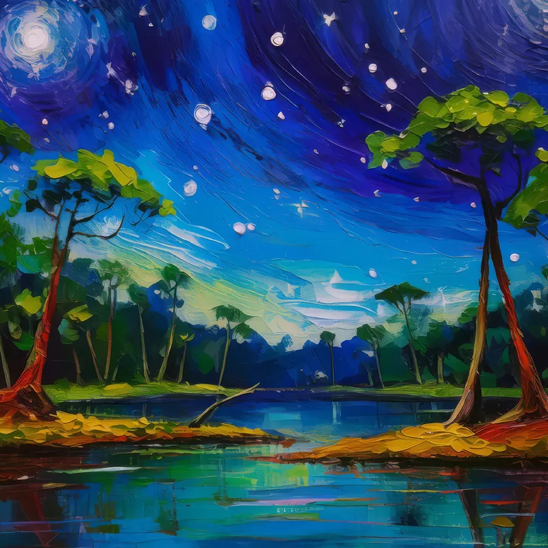 Painting: Swamp Night Sky