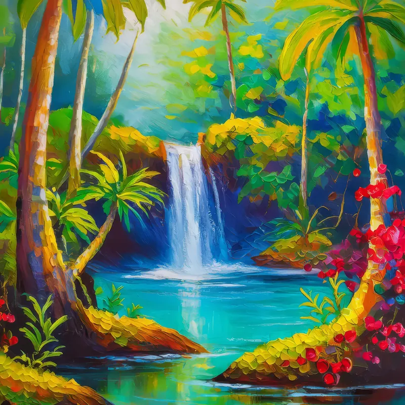 Painting: Swamp Waterfall Oasis