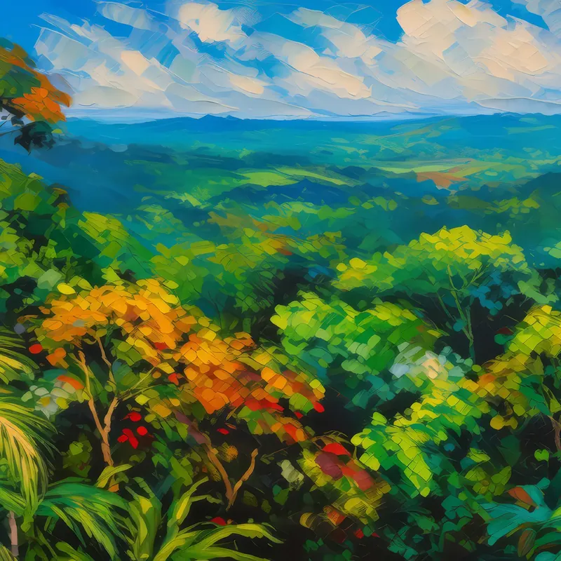Painting: Tropical Jungle Canopy View