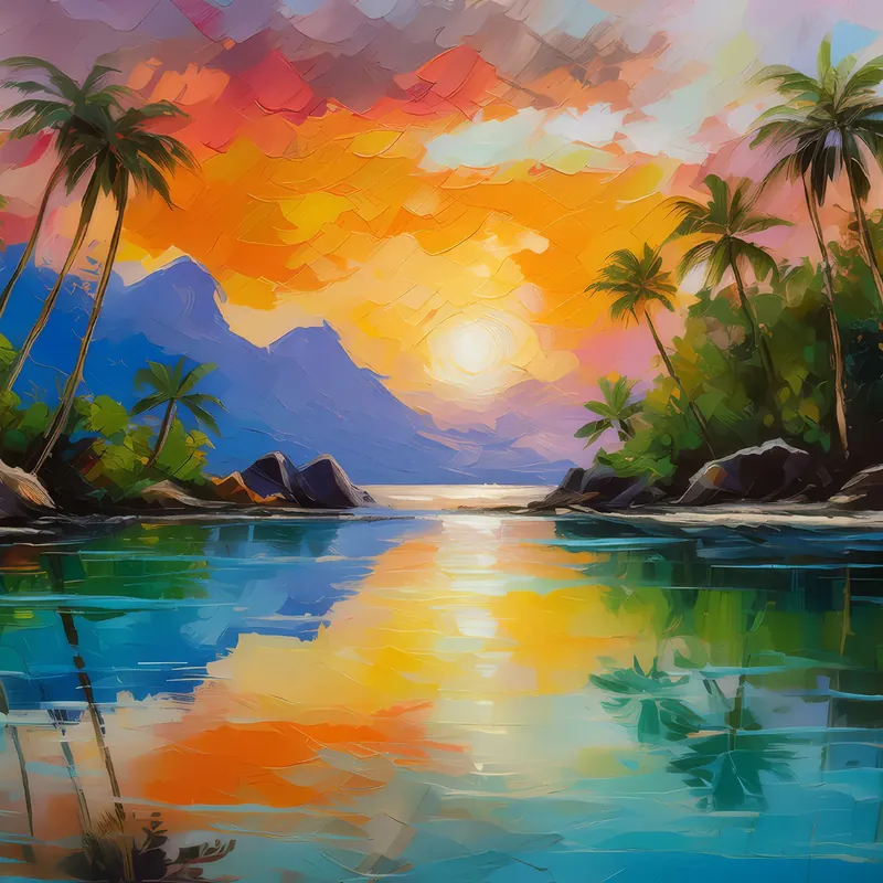 Painting: Tropical Lagoon Sunset
