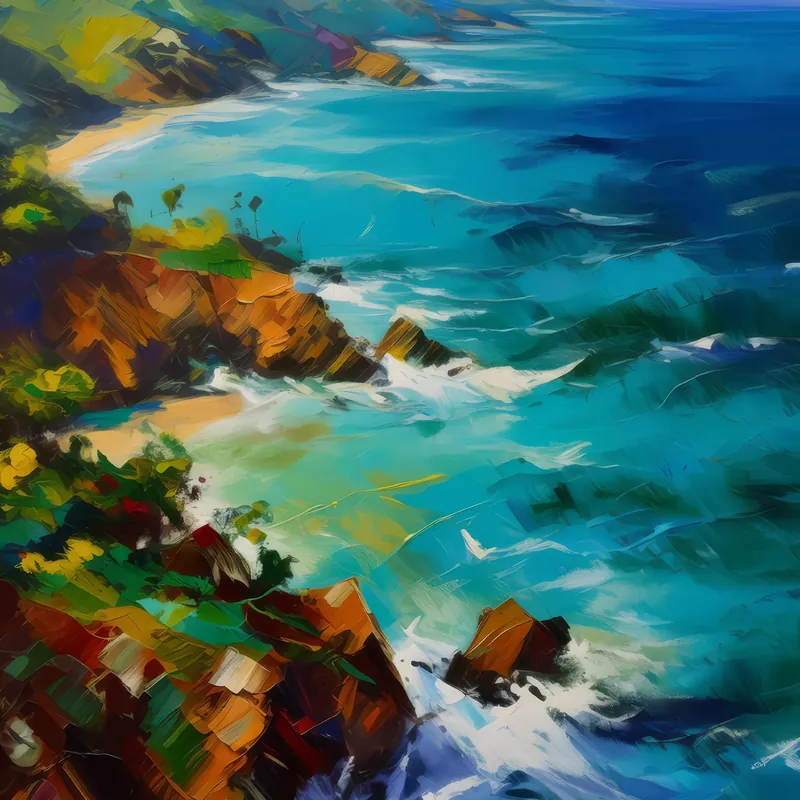 Painting: Tropical Ocean Aerial View