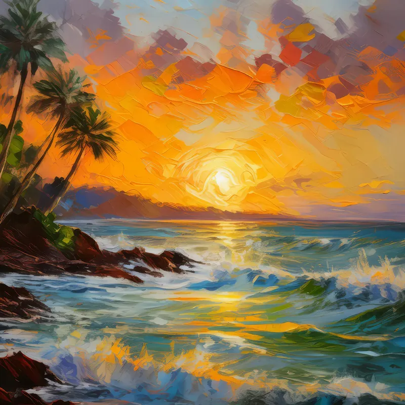 Painting: Tropical Ocean Sunset