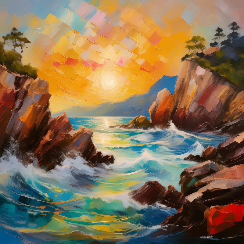 Painting: Whimsical Whispers in Wind-Worn Crags