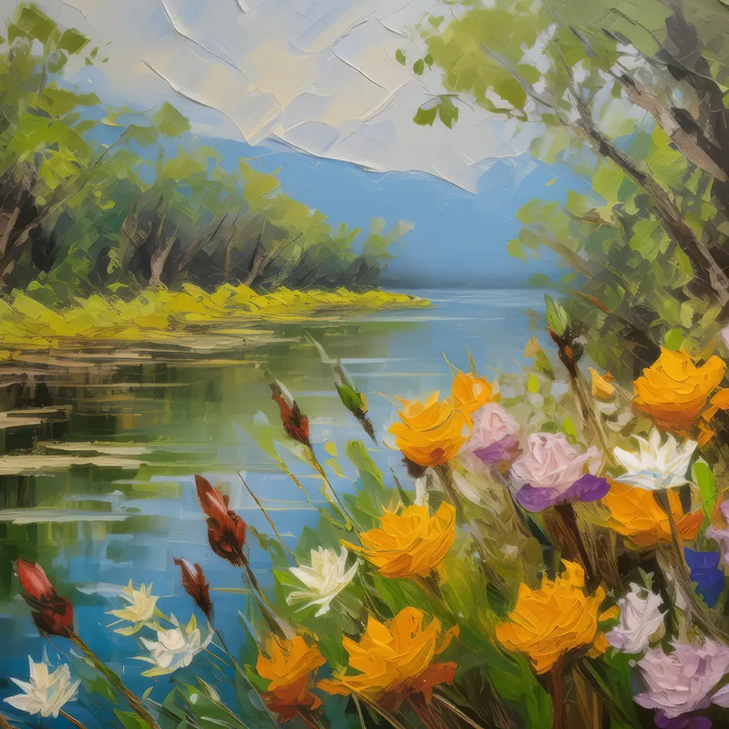 Painting: Wildflowers Along Delta Banks