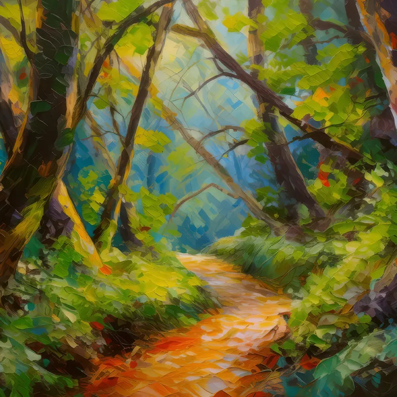 Painting: Woodland Path Discovery